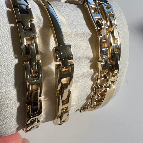 Anne Klein Black/Gold Bangle Watch & Bracelet Set